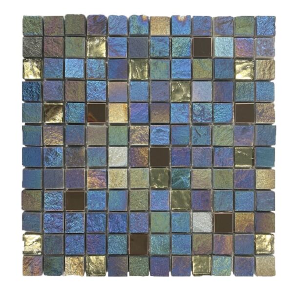 G30145 Iridescent Glass/Stone/Metal Mix Mosaic 23x23mm