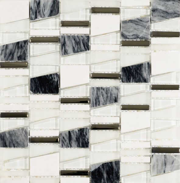 Salvador Grey Stone/Glass Angular Mix Mosaic 