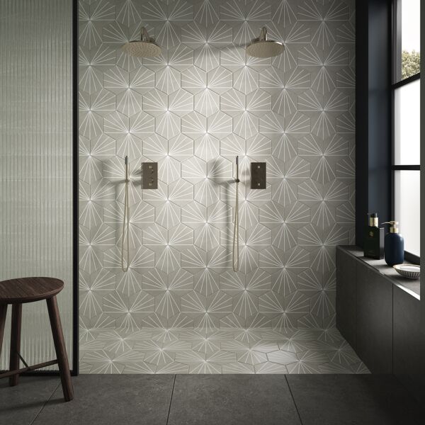 Sunburst Grey Porcelain Hexagon Wall & Floor Tiles
