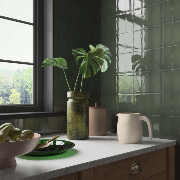 P12215 Clay Olive Ceramic Glazed Wall Tile 65x130mm