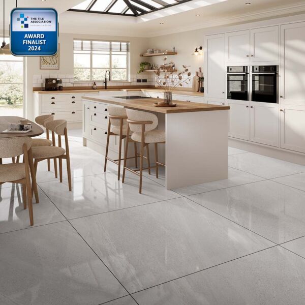 P13505 Anderley Light Grey Glazed Porcelain Wall & Floor Tile 1000x1000mm