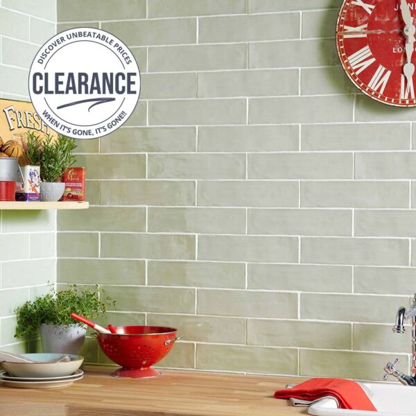 Handmade Sage Ceramic Wall Tile 75x300mm