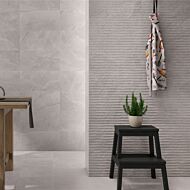 Garonne Smoke Lined Ceramic Wall Tile 300x600mm & Garonne Smoke Matt Ceramic Wall Tile 300x600mm