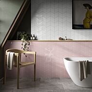 Rhomboid Ceramic Wall White & Pink 152x263mm
