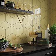 P12204 Rhomboid Yellow Ceramic Wall Tile 152x263mm