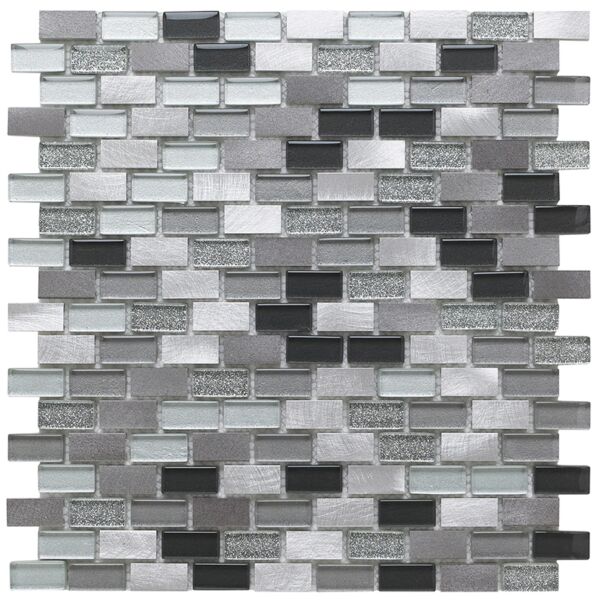 Platinum Lancer 139 Glass/Metal Mix Mini Brick Mosaic 15x30mm
