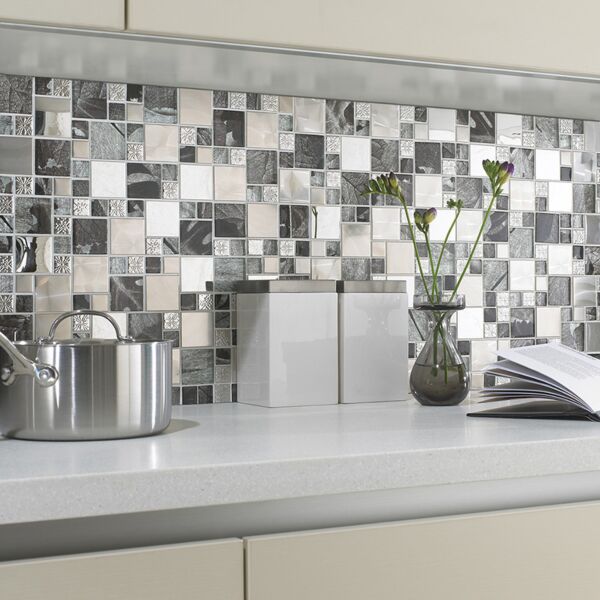 Saturn Silver Glass/Metal Mix Modular Mosaic
