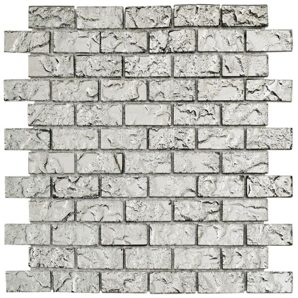 Electro Silver Brick Glass Mosaic 23x48mm