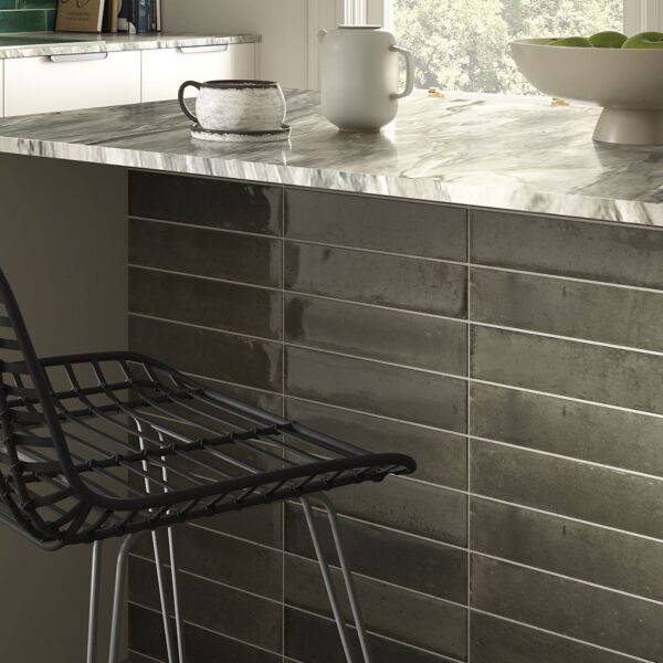 Hope Ash 75x300mm Ceramic Wall Tiles with Hope Green & ClickLux Rich Walnut