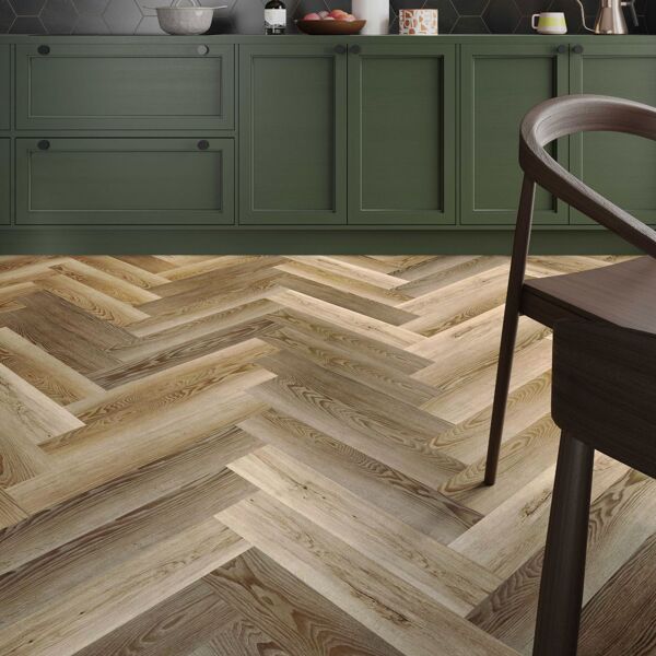 L10050 ClickLux Golden Oak Herringbone SPC Flooring