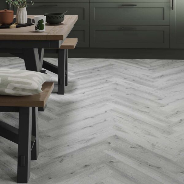 L10054  ClickLux Wyre Silver Oak Herringbone Flooring