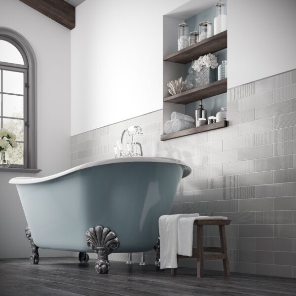 Crafted Gradient Patterns Grey Gloss Wall 75x300mm