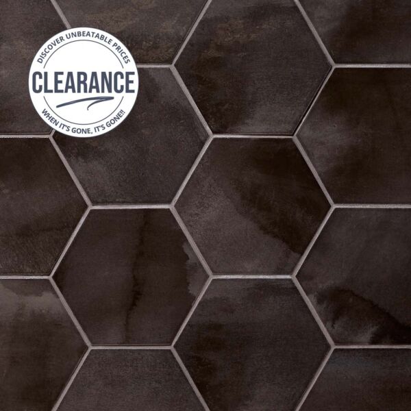 Ronda Anthracite Hex Gloss Ceramic Wall Tile 140x160mm