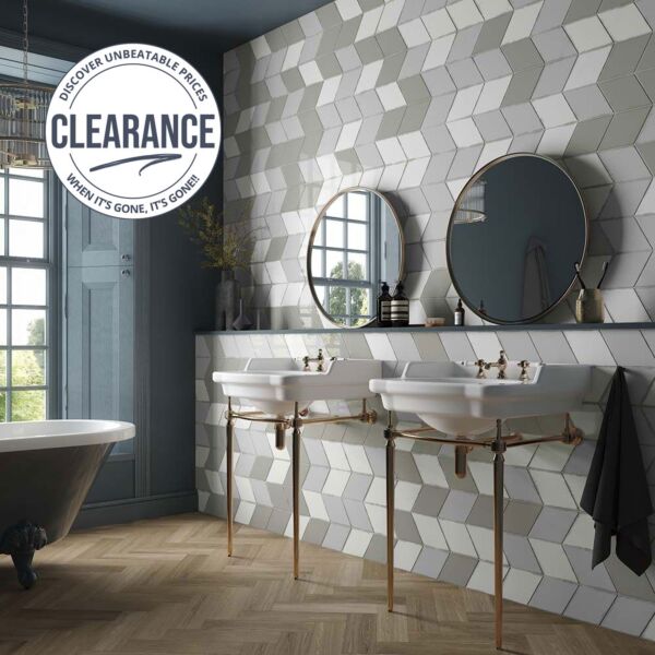P12206 Vintage Rhomboid White Ceramic Wall Tile