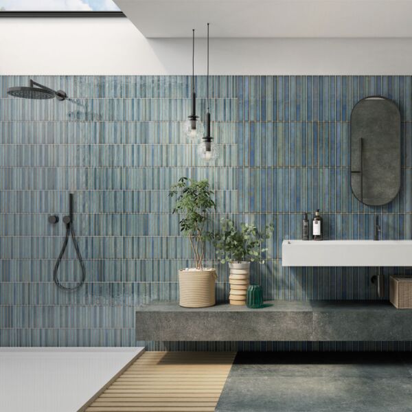 P13882 Maya Linear Turquoise Ceramic Wall Tile 350x350x9.2mm