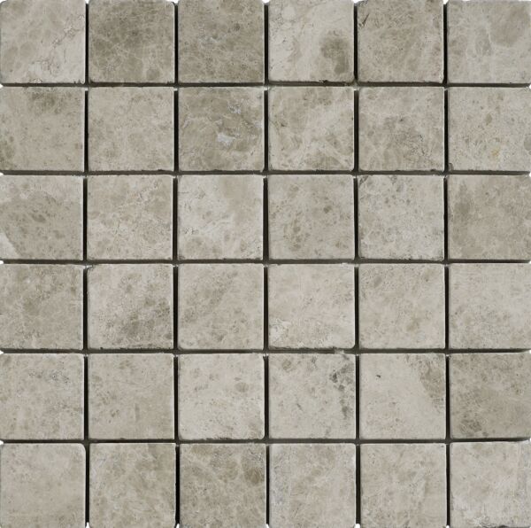 Silver Shadow Grey Tumbled Marble Mosaic 50x50mm