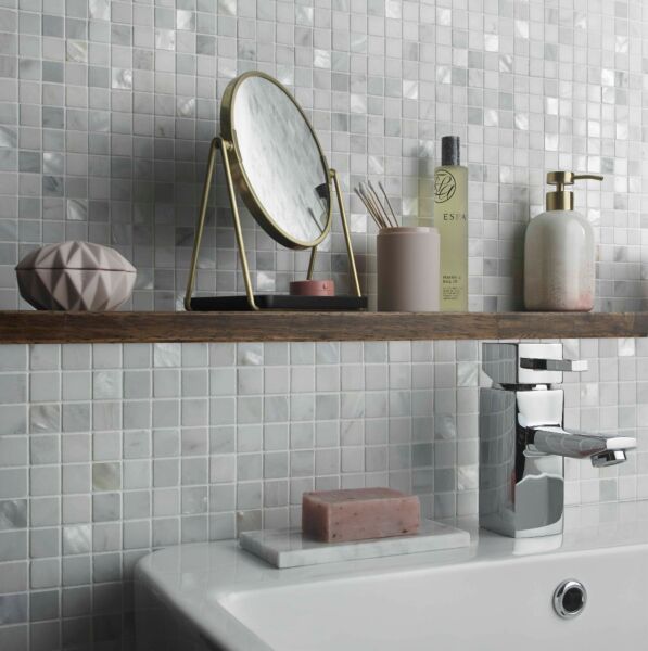 Bari White Marble & Mother of Pearl Mosaic 20x20mm
