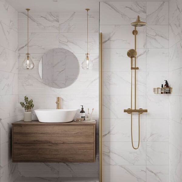 P12844 Vernazza Bianco Matt Ceramic Wall Tile 300x600mm