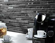 Kenton Grey Glass/Stone/Metal Mix Offset Linear Mosaic