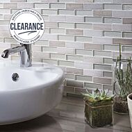 Bailey Grey/White Glass & Stone Mix Brick Mosaic 20x73mm