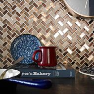 Pence Copper Herringbone Glass/Stone Mosaic 15x30mm