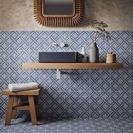 P12033 Mondrian Navy Blue Patterned Vitrified Ceramic 335x335mm