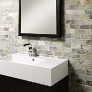 S2000W Silver Grey Travertine Brick Mosaic 50x100mm