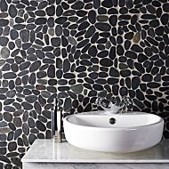 Riverstone Black Flat Cut Pebble W&F Mosaic