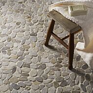 Riverstone White Flat Cut Pebble W&F Mosaic