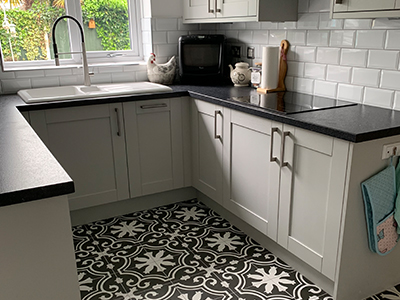On-trend patterned floor statement kitchen