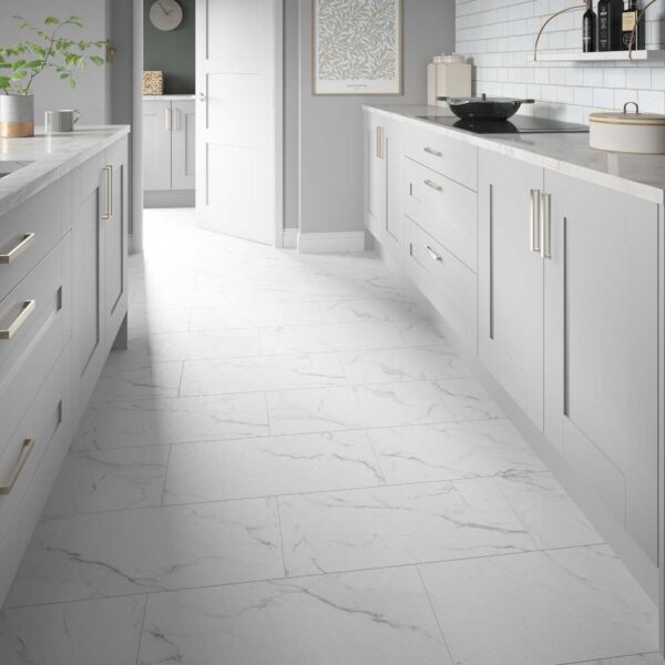 Lux Castello Marble White Spc, White Marble Tile Laminate Flooring