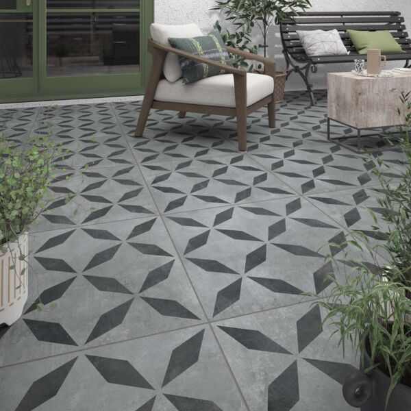 P11184 Welford Geometric Grey Tile 600x600x20mm 