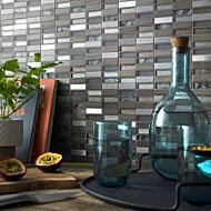 Heydon Beige Mix Stone/Glass & Metal Linear Mosaic15x48mm