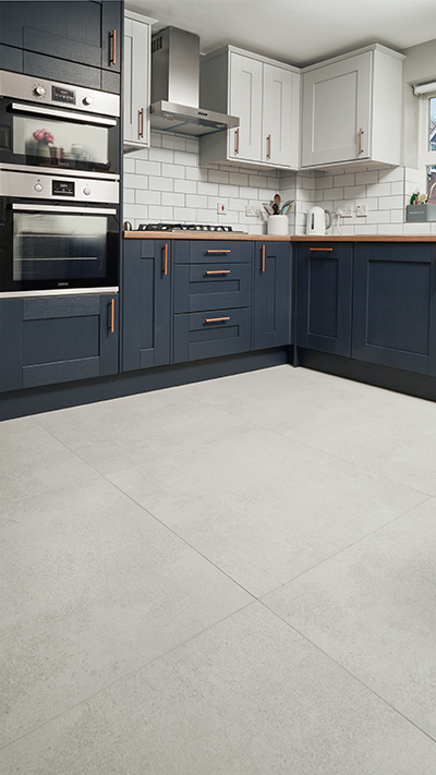 Verona Group, Blue And White Floor Tile Kitchen